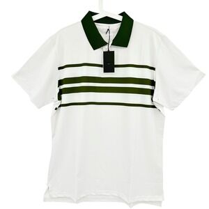 BONOBOS GOLF Men's White Green Stripe Slim Fit Polo Shirt Size L‎ NWT $89.00